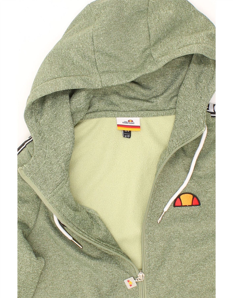 ELLESSE Womens Graphic Zip Hoodie Sweater UK 10 Small  Green Polyester Vintage Ellesse and Second-Hand Ellesse from Messina Hembry 