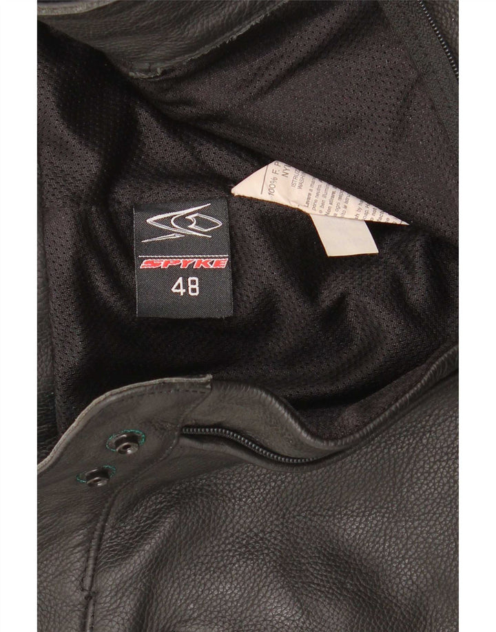 Spyke Mens Motorcycle Graphic Leather Trousers IT 48 Medium W30 L28 Black