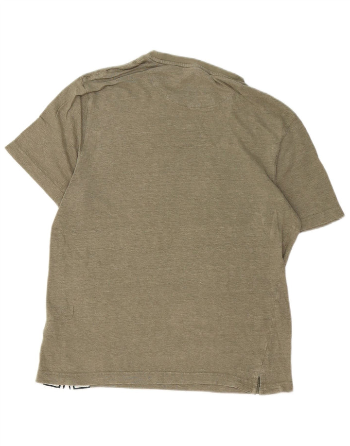 Ted Baker Mens Regular T-Shirt Top Size 3 Medium Khaki Linen