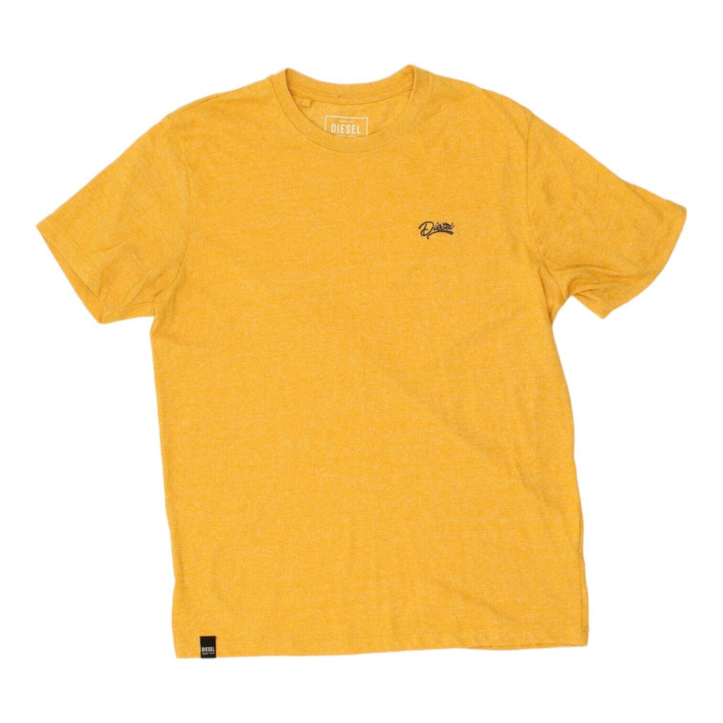 Diesel Mens Yellow Crew Neck Small Logo Tshirt | Vintage High End Designer VTG Vintage Messina Hembry and Second-Hand Messina Hembry from Messina Hembry 