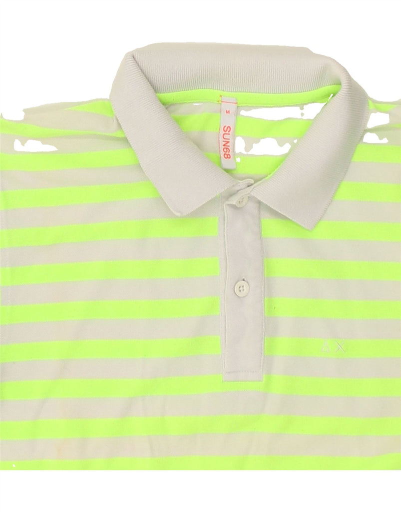 SUN68 Mens Polo Shirt Medium Green Striped Cotton | Vintage Sun68 | Thrift | Second-Hand Sun68 | Used Clothing | Messina Hembry 