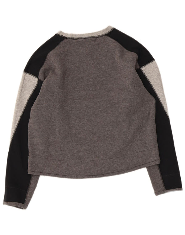Nike Womens Crop Sweatshirt Jumper UK 6 XS Grey Colourblock Cotton