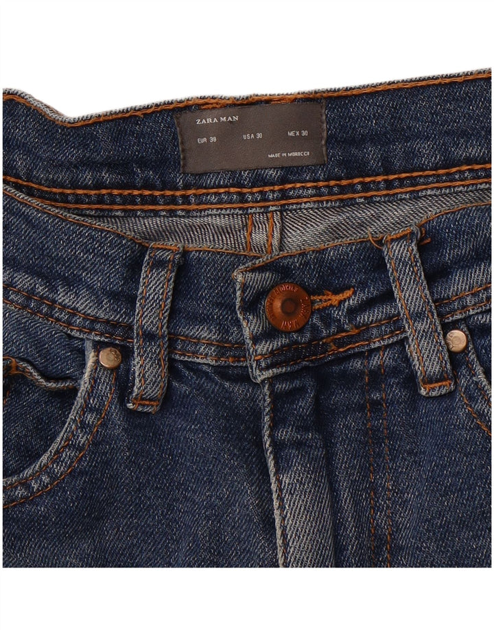 ZARA Mens Distressed Slim Jeans EU 38 Small W30 L25 Navy Blue