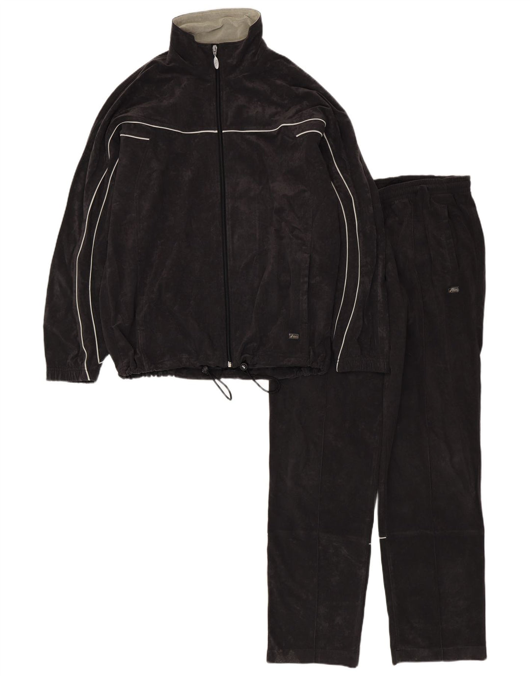 Asics Mens Velour Full Tracksuit Large  Black Polyester