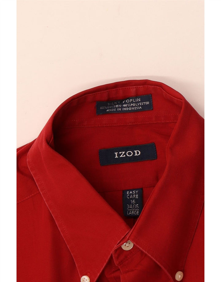 Izod Mens Shirt Size 16 Large Red Cotton