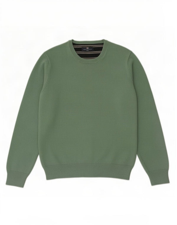 Marks & Spencer Mens Blue Harbour Crew Neck Jumper Sweater Medium Green