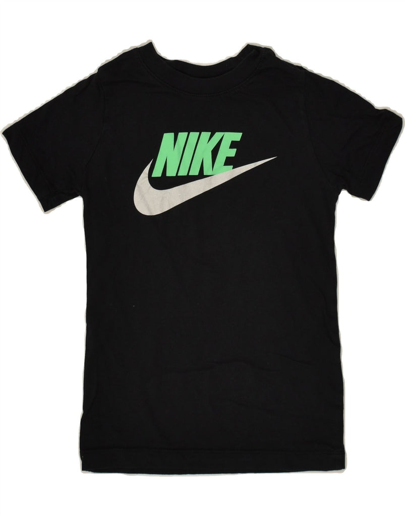 NIKE Girls Graphic T-Shirt Top 7-8 Years XS Black Cotton | Vintage Nike | Thrift | Second-Hand Nike | Used Clothing | Messina Hembry 