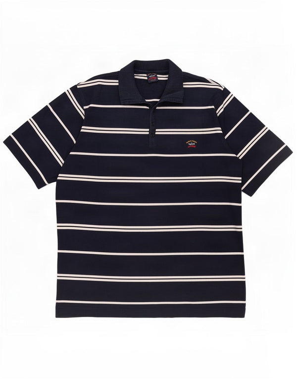 Paul & Shark Mens Yachting Polo Shirt Large Navy Blue Striped