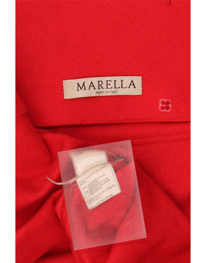 Marella Womens Oversized Double Breasted Coat UK 8 Small Red Wool