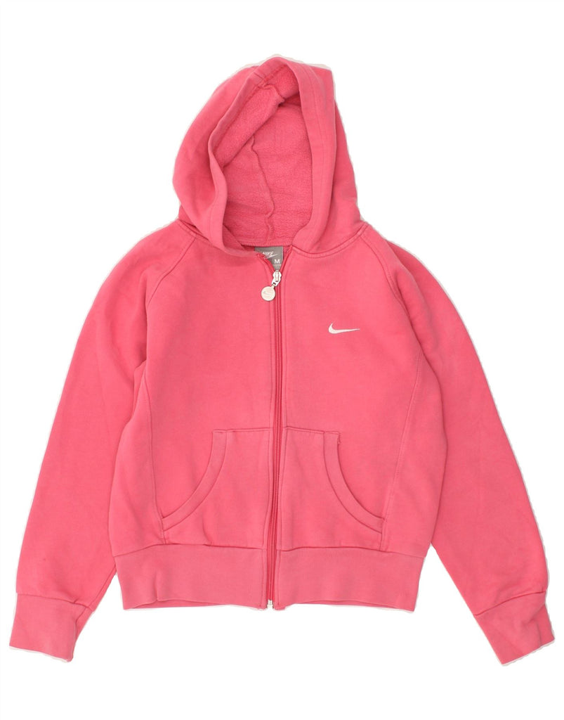 NIKE Girls Zip Hoodie Sweater 10-11 Years Medium Pink Cotton | Vintage Nike | Thrift | Second-Hand Nike | Used Clothing | Messina Hembry 