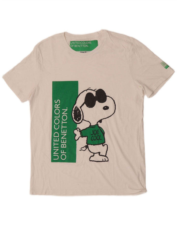 Benetton Mens Peanuts Graphic T-Shirt Top Large White Cotton