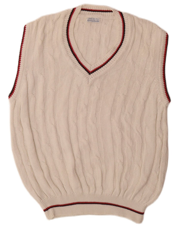 Sergio Tacchini Mens Vest Tank Top Large White Cotton
