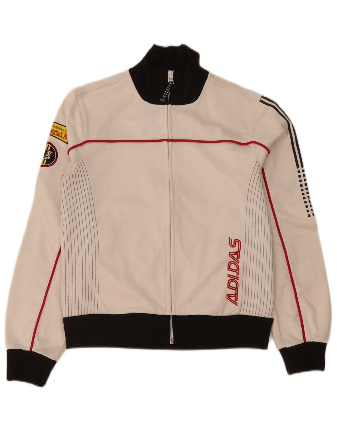 Adidas Womens Graphic Tracksuit Top Jacket UK 12 Medium White Colourblock