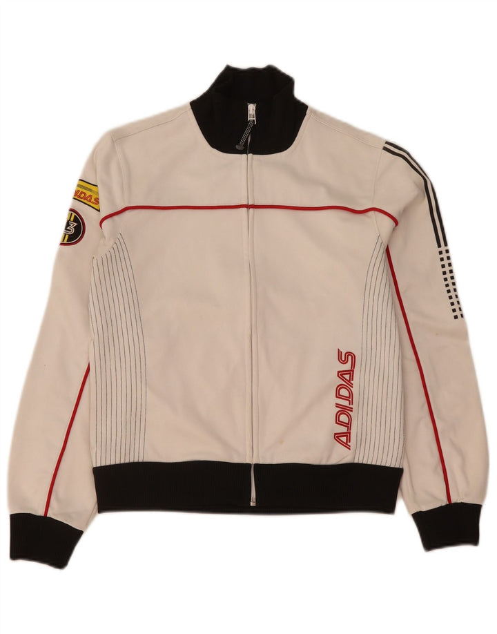 Adidas Womens Graphic Tracksuit Top Jacket UK 12 Medium White Colourblock