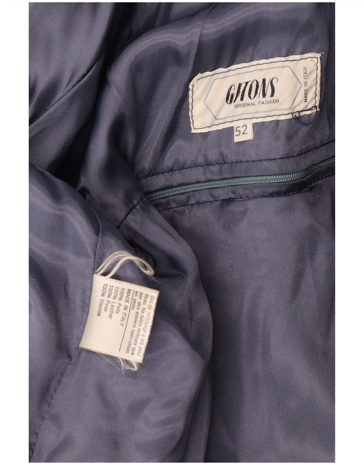 VINTAGE Mens Military Leather Jacket IT 52 XL Blue Leather