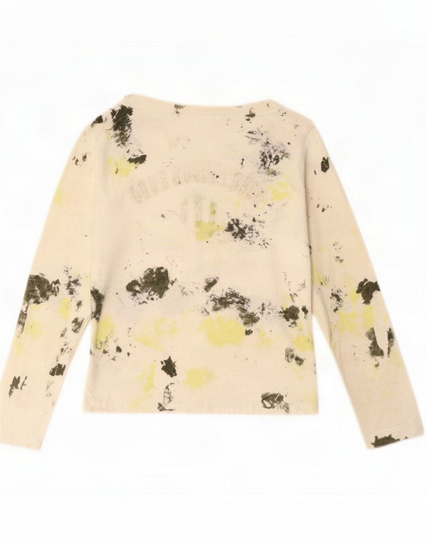 Gas Womens Graphic Top Long Sleeve UK 12 Medium Beige Camouflage Cotton
