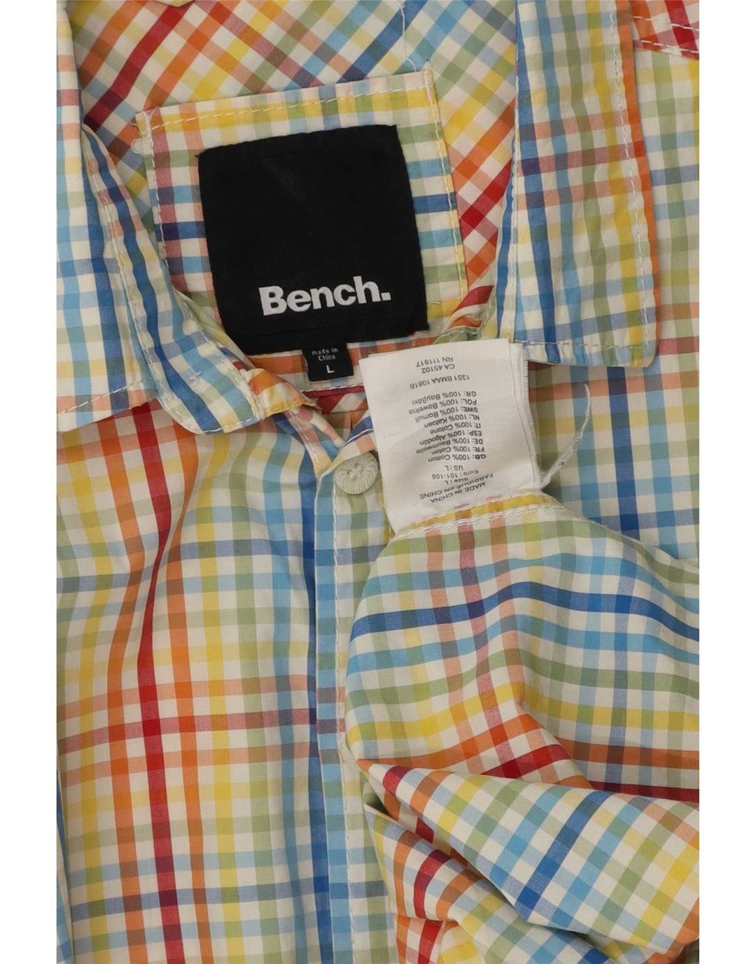 Bench Mens Short Sleeve Shirt Large Multicoloured Check Cotton