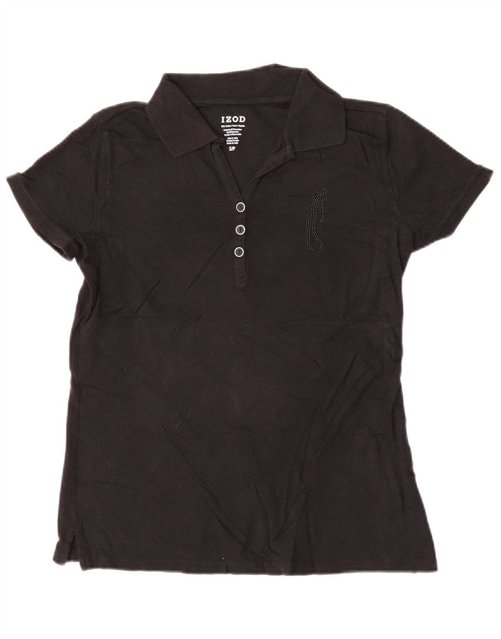 Izod Womens Polo Shirt UK 10 Small Black Cotton