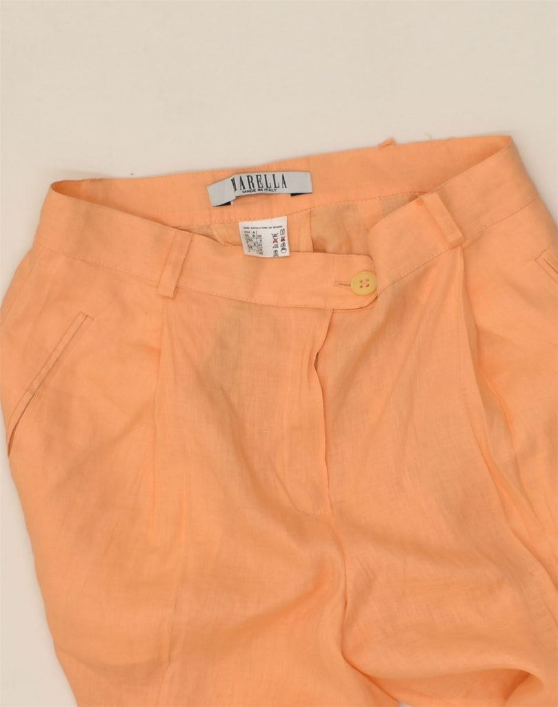 MARELLA Womens Slim Suit Trousers UK 12 Medium W28  L32 Orange Linen | Vintage Marella | Thrift | Second-Hand Marella | Used Clothing | Messina Hembry 