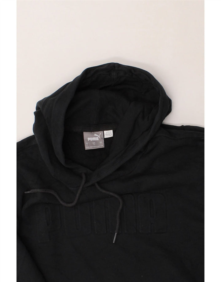 PUMA Mens Graphic Hoodie Jumper Large Black Cotton Vintage Puma and Second-Hand Puma from Messina Hembry 