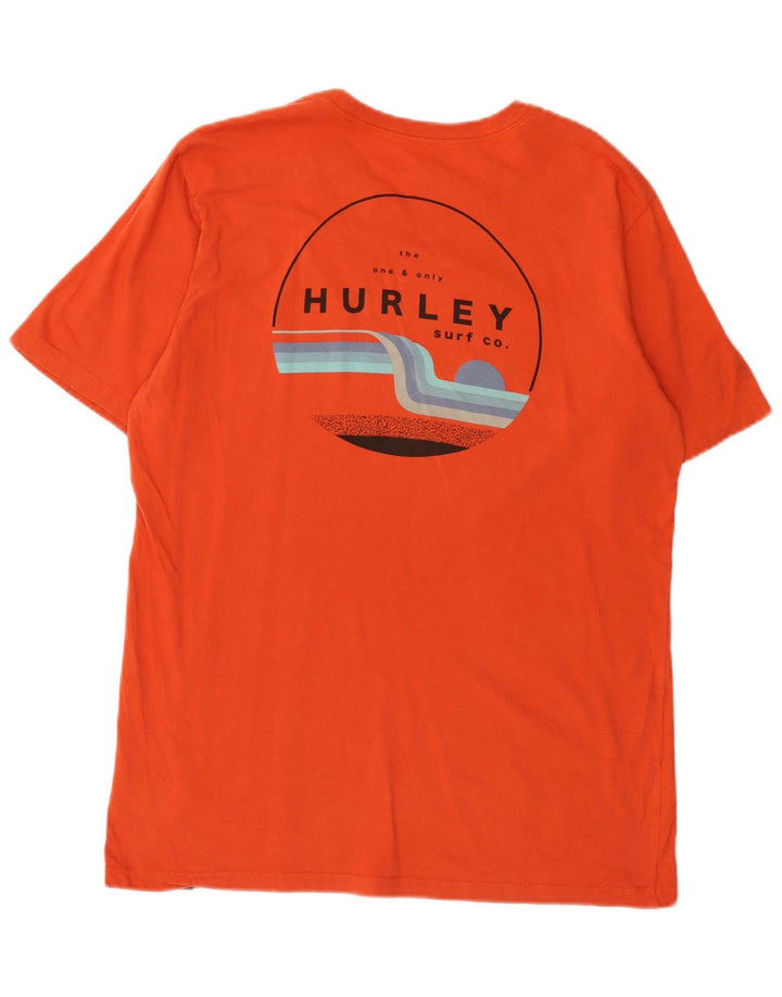 HURLEY Mens Graphic T-Shirt Top Small Orange Cotton