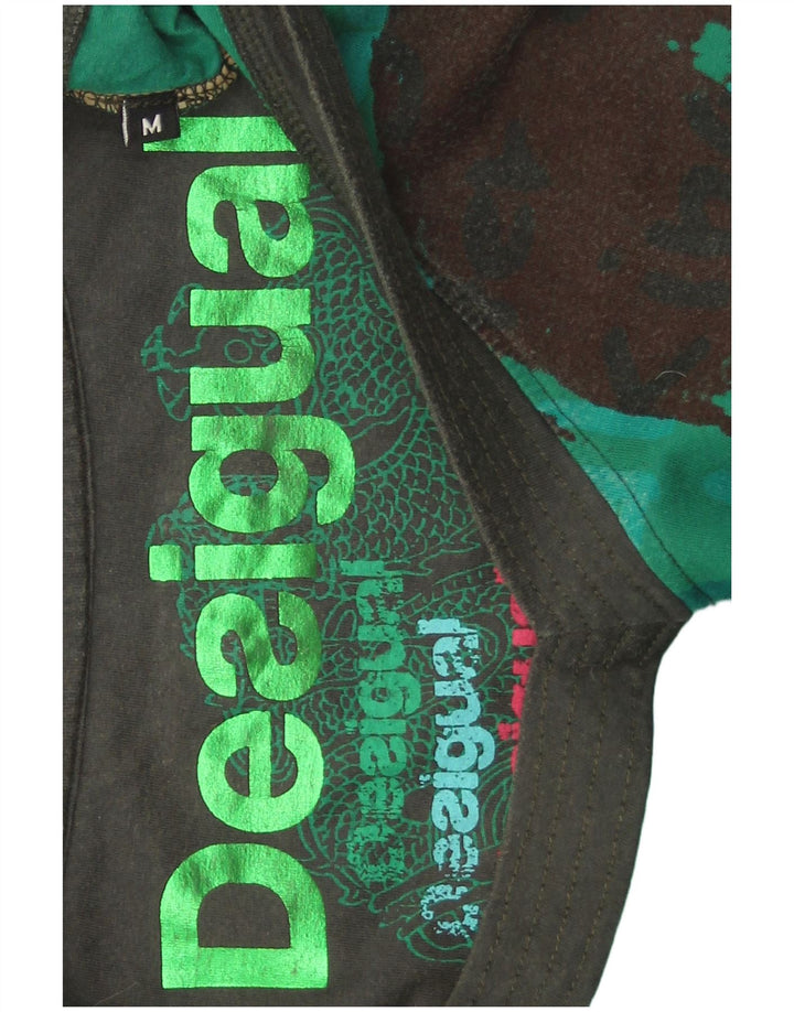 Desigual Womens Abstract Pattern Tunic Top UK 14 Medium Green Cotton