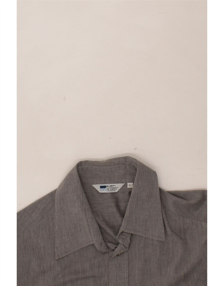 LEVI'S Mens Short Sleeve Shirt Large Grey Cotton Vintage Levi's and Second-Hand Levi's from Messina Hembry 