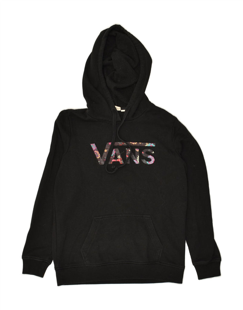 VANS Womens Loose Fit Graphic Hoodie Jumper UK 6 XS Black Cotton | Vintage Vans | Thrift | Second-Hand Vans | Used Clothing | Messina Hembry 