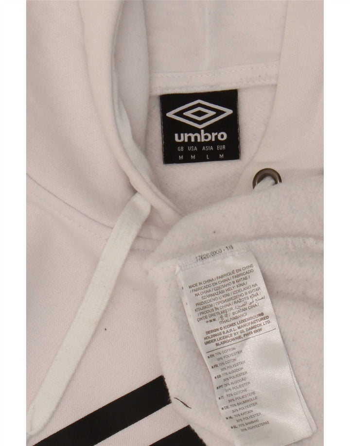 Umbro Mens Graphic Hoodie Jumper Medium White Cotton