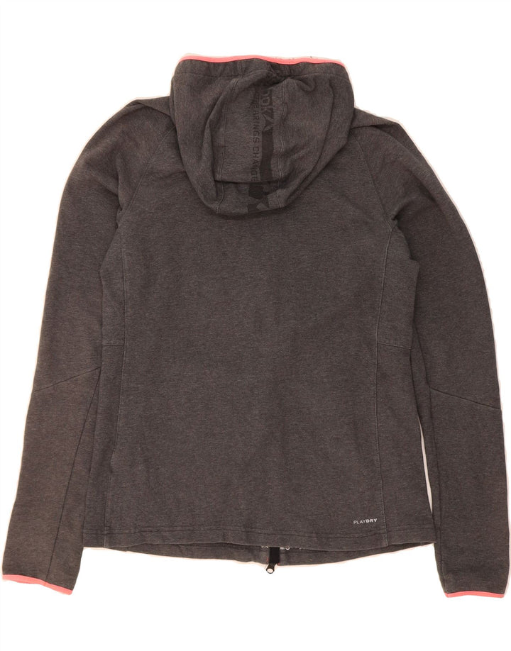 REEBOK Womens Zip Hoodie Sweater UK 12/14 Medium Grey Cotton Vintage Reebok and Second-Hand Reebok from Messina Hembry 
