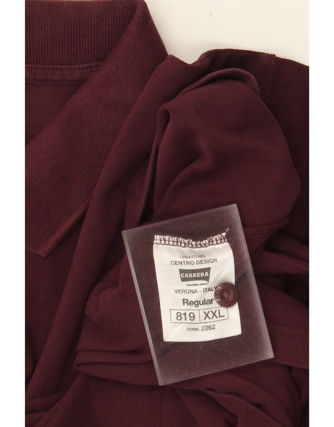 Carrera Mens Regular Polo Shirt 2XL Burgundy Cotton