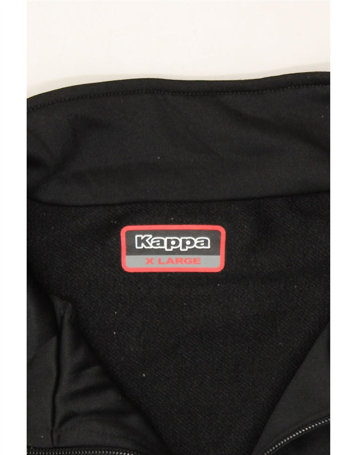 KAPPA Mens Graphic Tracksuit Top Jacket XL Black Polyester Vintage Kappa and Second-Hand Kappa from Messina Hembry 