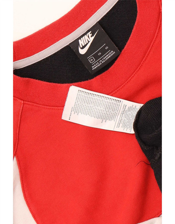 Nike Mens Graphic Sweatshirt Jumper XL Red Colourblock Cotton