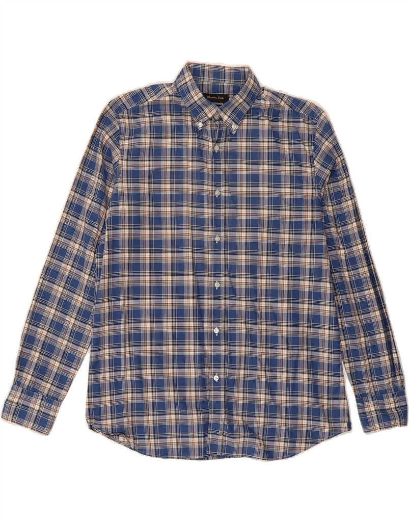 MASSIMO DUTTI Mens Flannel Shirt Large Blue Check Vintage Massimo Dutti and Second-Hand Massimo Dutti from Messina Hembry 