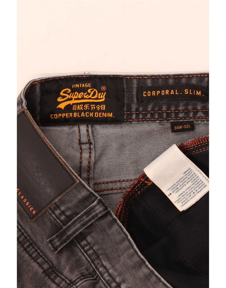 Superdry Mens Corporal Slim Jeans W34 L32 Grey Cotton