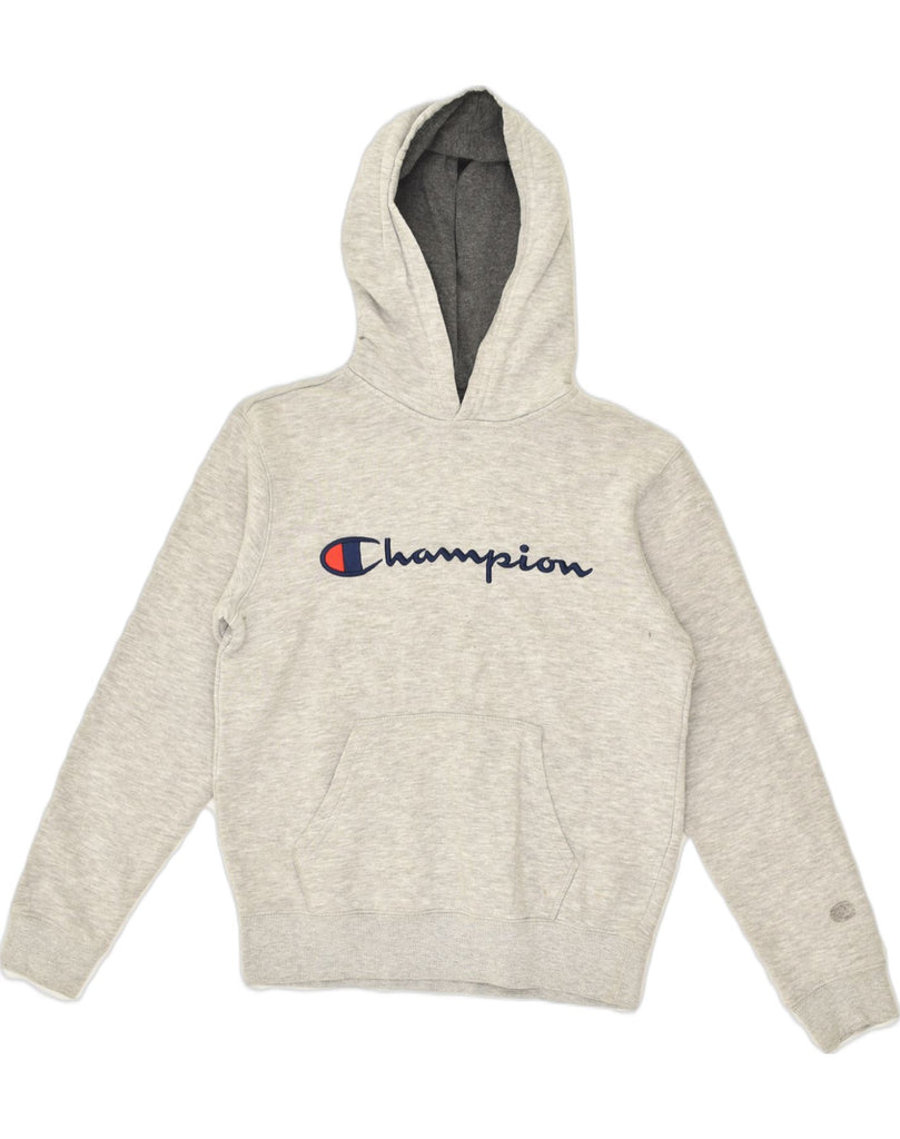 CHAMPION Womens Graphic Hoodie Jumper UK 12 Medium Grey Cotton | Vintage Champion | Thrift | Second-Hand Champion | Used Clothing | Messina Hembry 