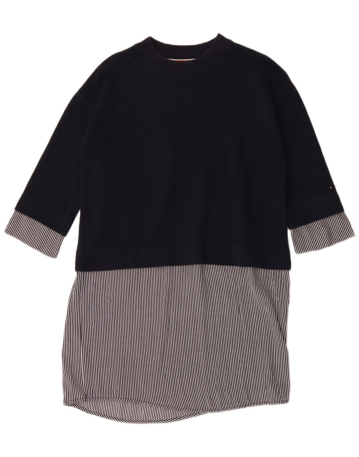 TOMMY HILFIGER Womens Shift Dress UK 14 Medium Navy Blue Colourblock