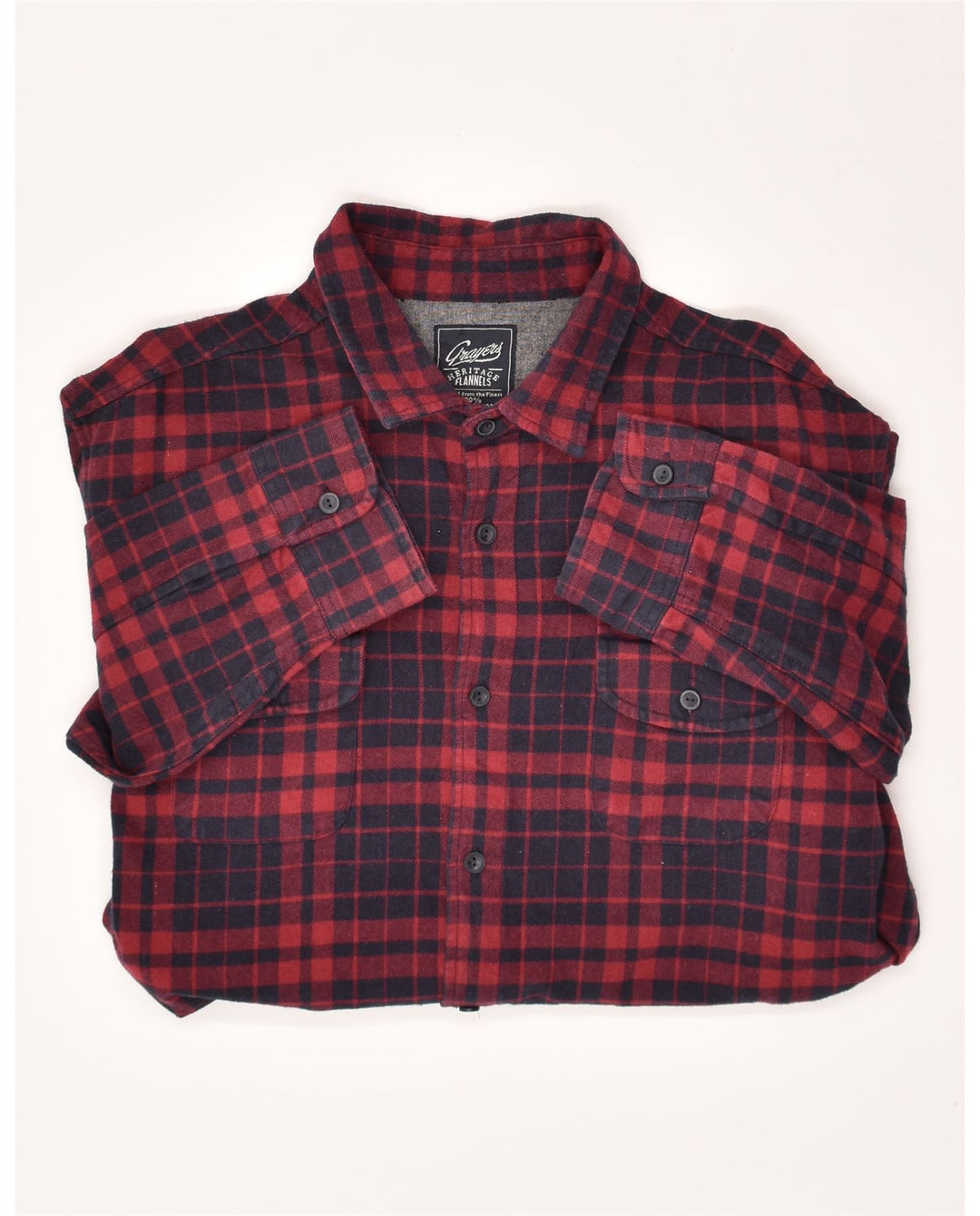 VINTAGE Mens Flannel Shirt XL Navy Blue Check Cotton Vintage Vintage and Second-Hand Vintage from Messina Hembry 