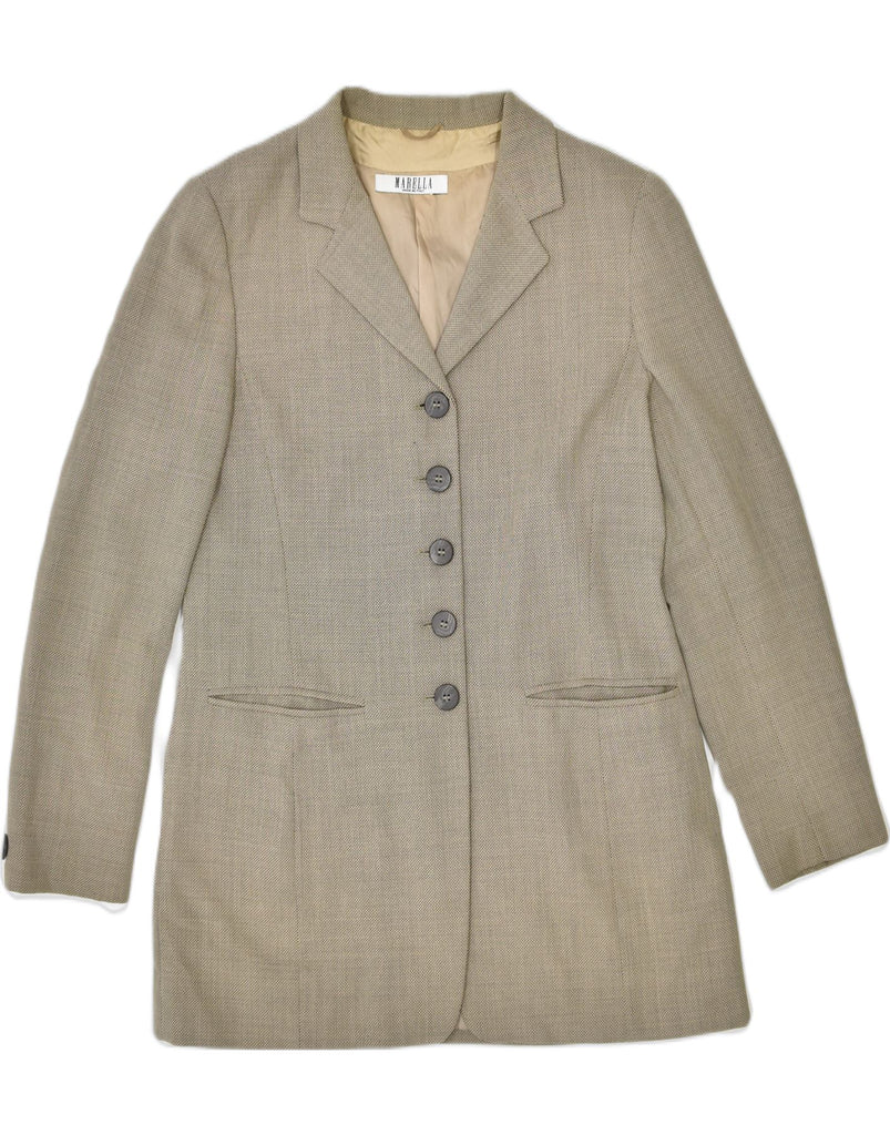 MARELLA Womens 5 Button Blazer Jacket UK 12 Medium Beige Wool | Vintage | Thrift | Second-Hand | Used Clothing | Messina Hembry 