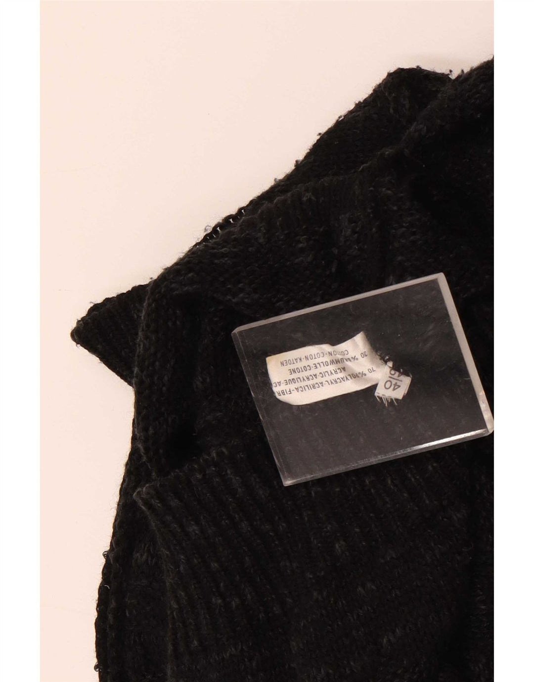 Vintage Womens Boat Neck Jumper Sweater EU 40 Medium Black Geometric