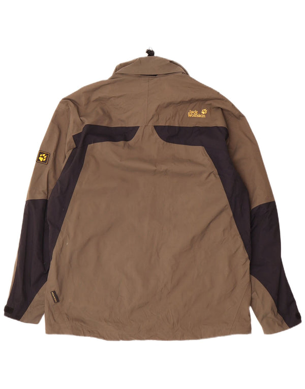 JACK WOLFSKIN Mens Rain Jacket UK 36/38 Medium Brown Colourblock Polyamide