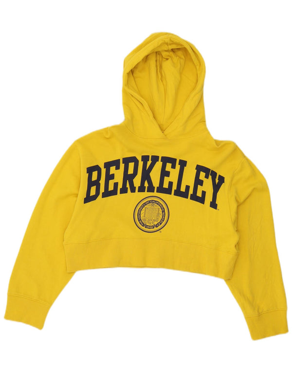 Zara Womens Berkeley Graphic Oversized Hoodie Jumper UK 10 Small Yellow
