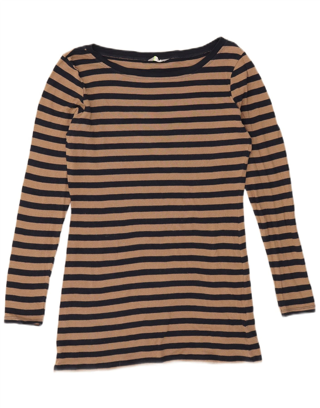Marks & Spencer Womens Top Long Sleeve UK 12 Medium Navy Blue Striped