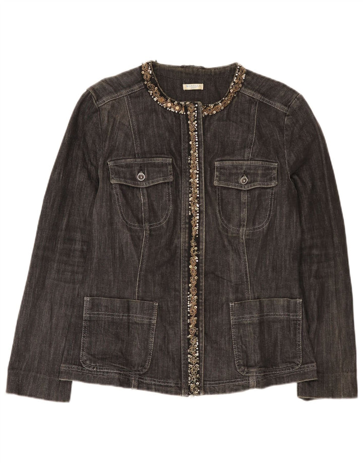 Marella Womens Denim Jacket UK 16 Large Grey Cotton