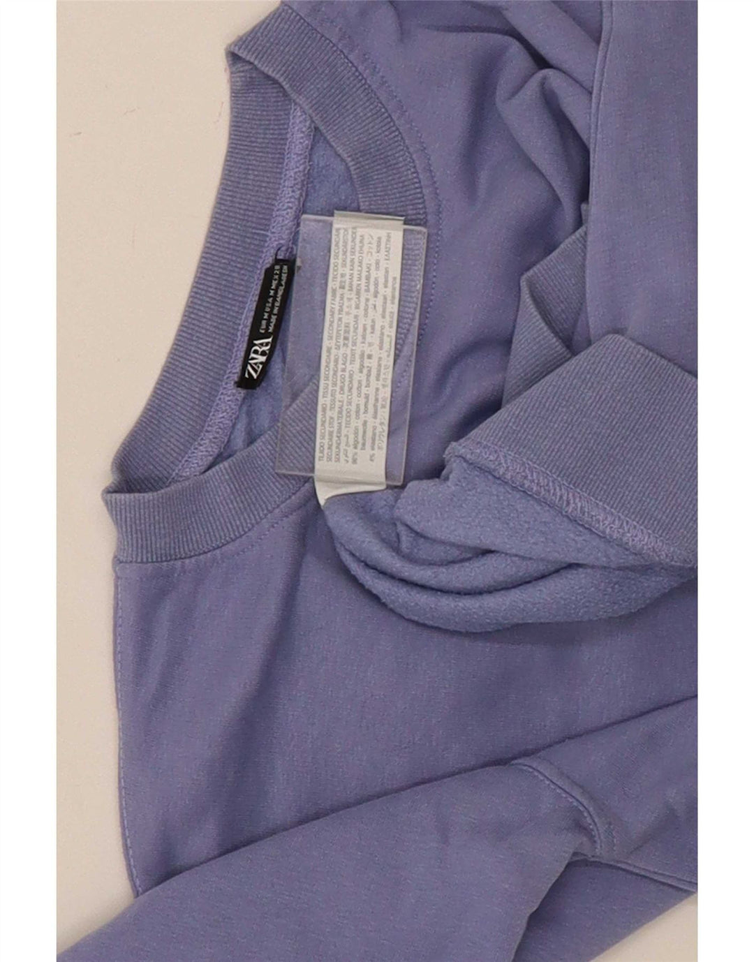 Zara Womens Crop Sweatshirt Jumper UK 12 Medium Purple Cotton