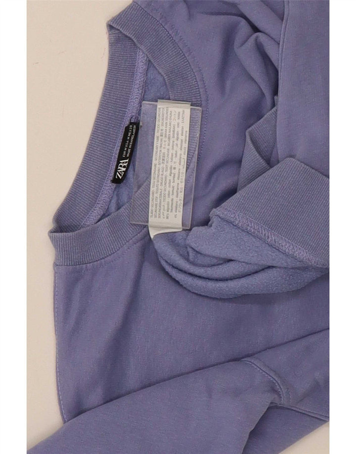 Zara Womens Crop Sweatshirt Jumper UK 12 Medium Purple Cotton