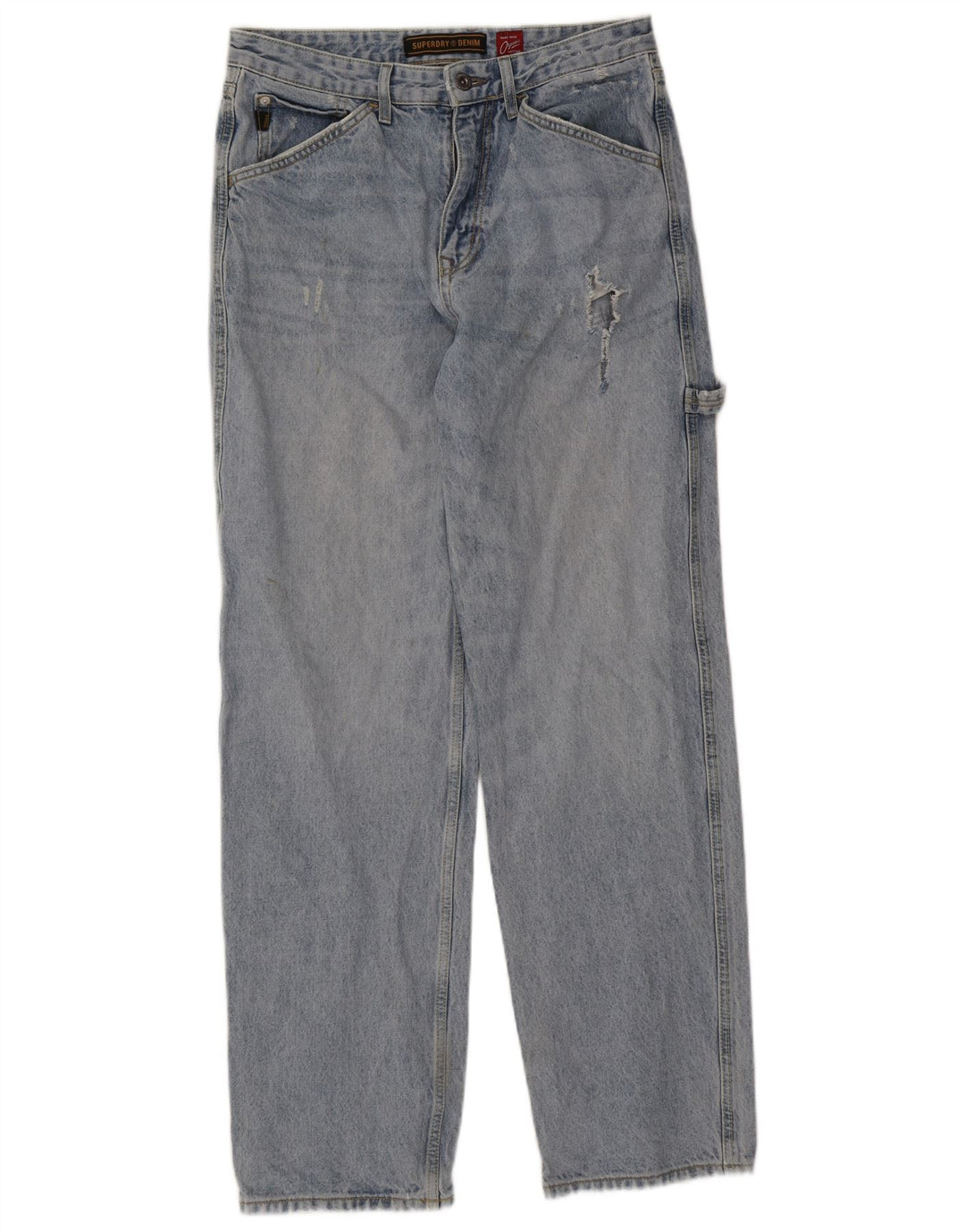 Superdry Mens Cargo Straight Jeans W32 L34 Blue