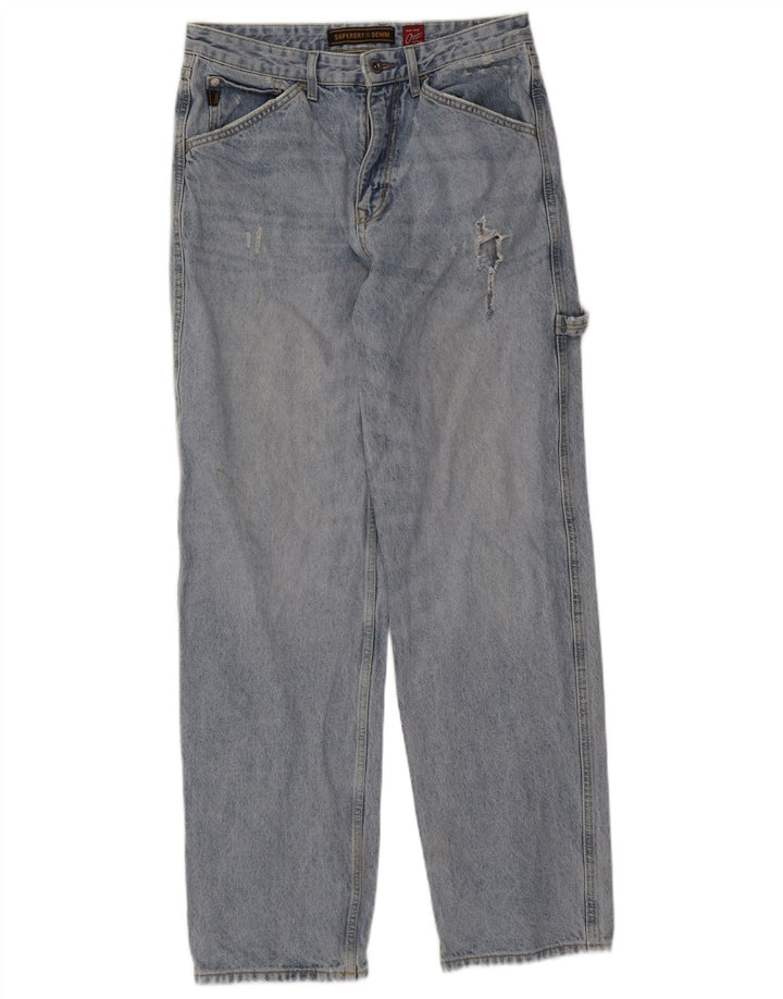 Superdry Mens Cargo Straight Jeans W32 L34 Blue