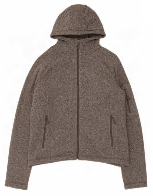 Jack Wolfskin Womens Zip Hoodie Sweater UK 18/20 XL Grey Flecked Polyester