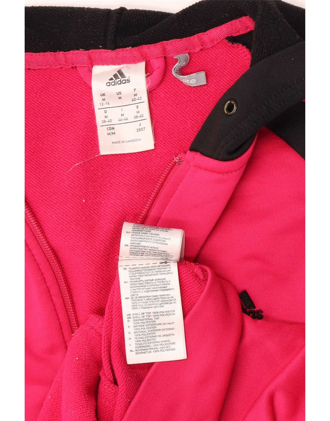 Adidas Womens Zip Hoodie Sweater UK 12/14 Medium Pink Polyester